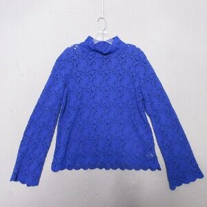 Vintage Metrostyle Top XL Blue Lace Semi Sheer Whimsigoth Y2K Fairy Coquette